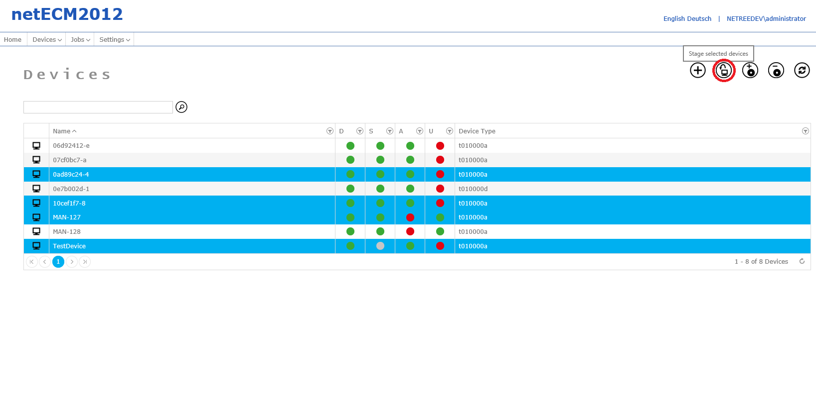 Select Devices and start staging